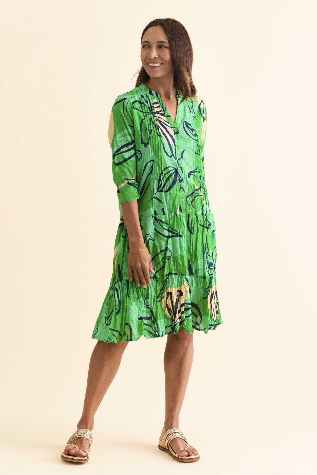 Larissa Green Lily Cotton Pleated Dress