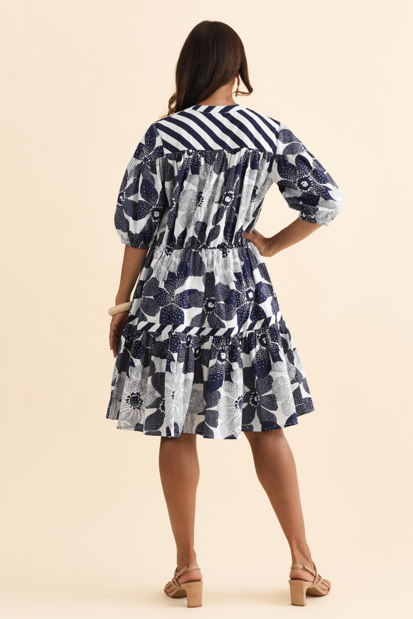 Lazar Navy Floral Cotton Dress