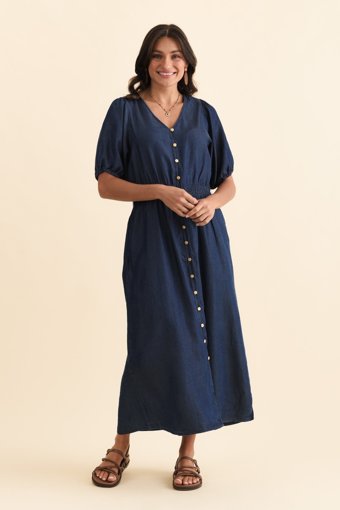 Lee Dark Blue Lyocell Button Dress