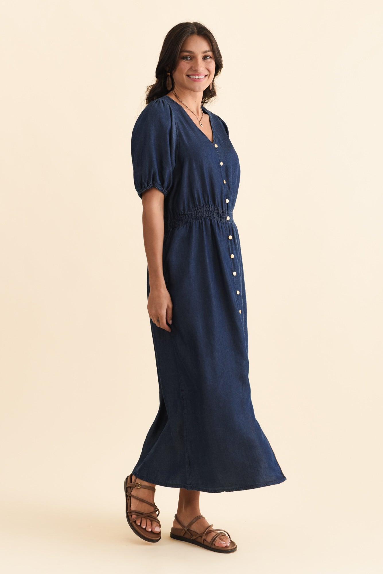 Lee Dark Blue Lyocell Button Dress