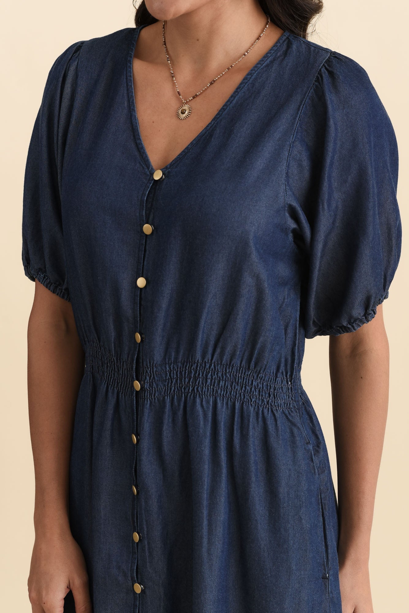 Lee Dark Blue Lyocell Button Dress