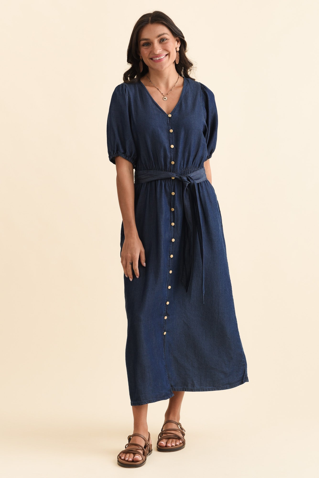 Lee Dark Blue Lyocell Button Dress