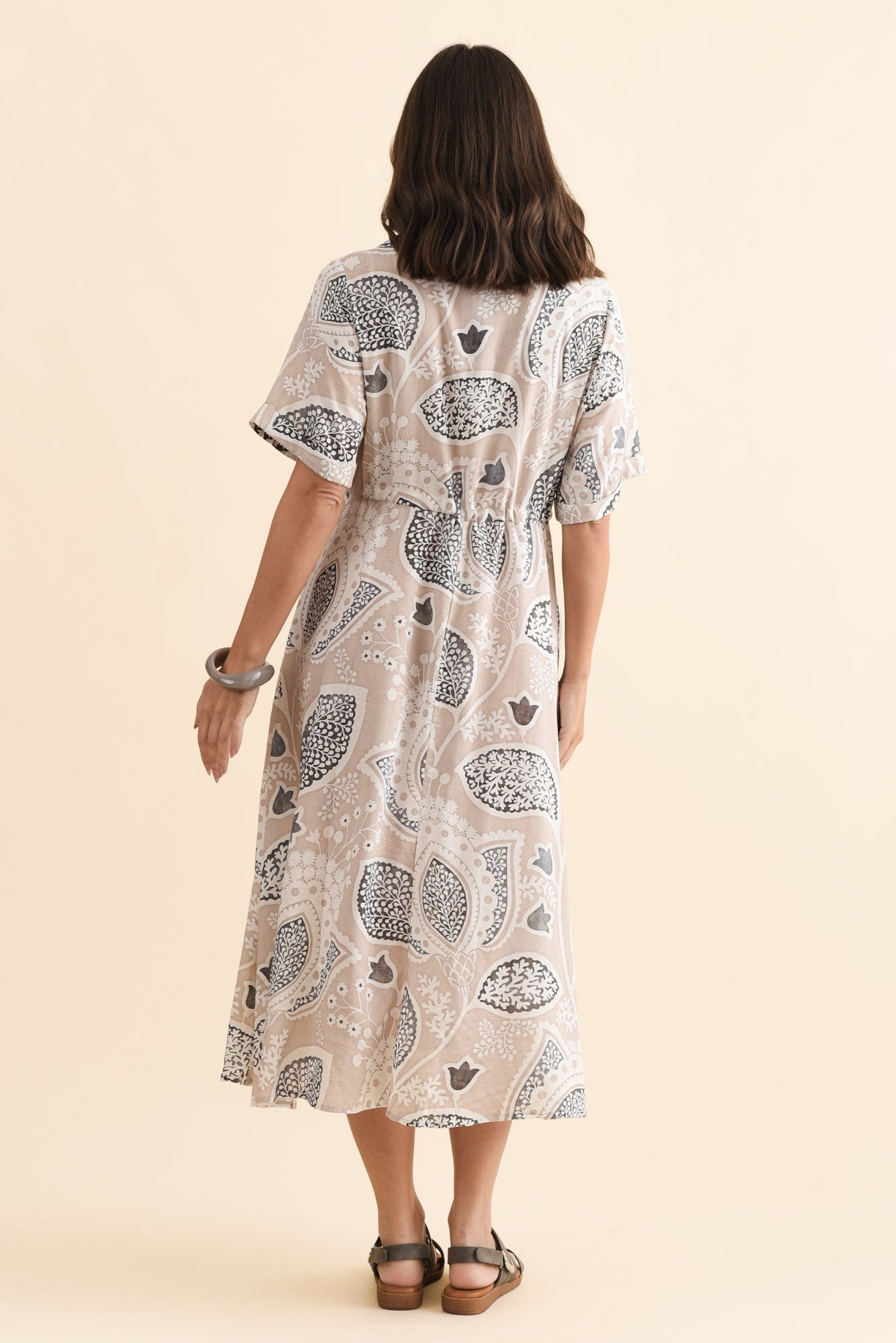 Leigh Beige Flower Tie Dress