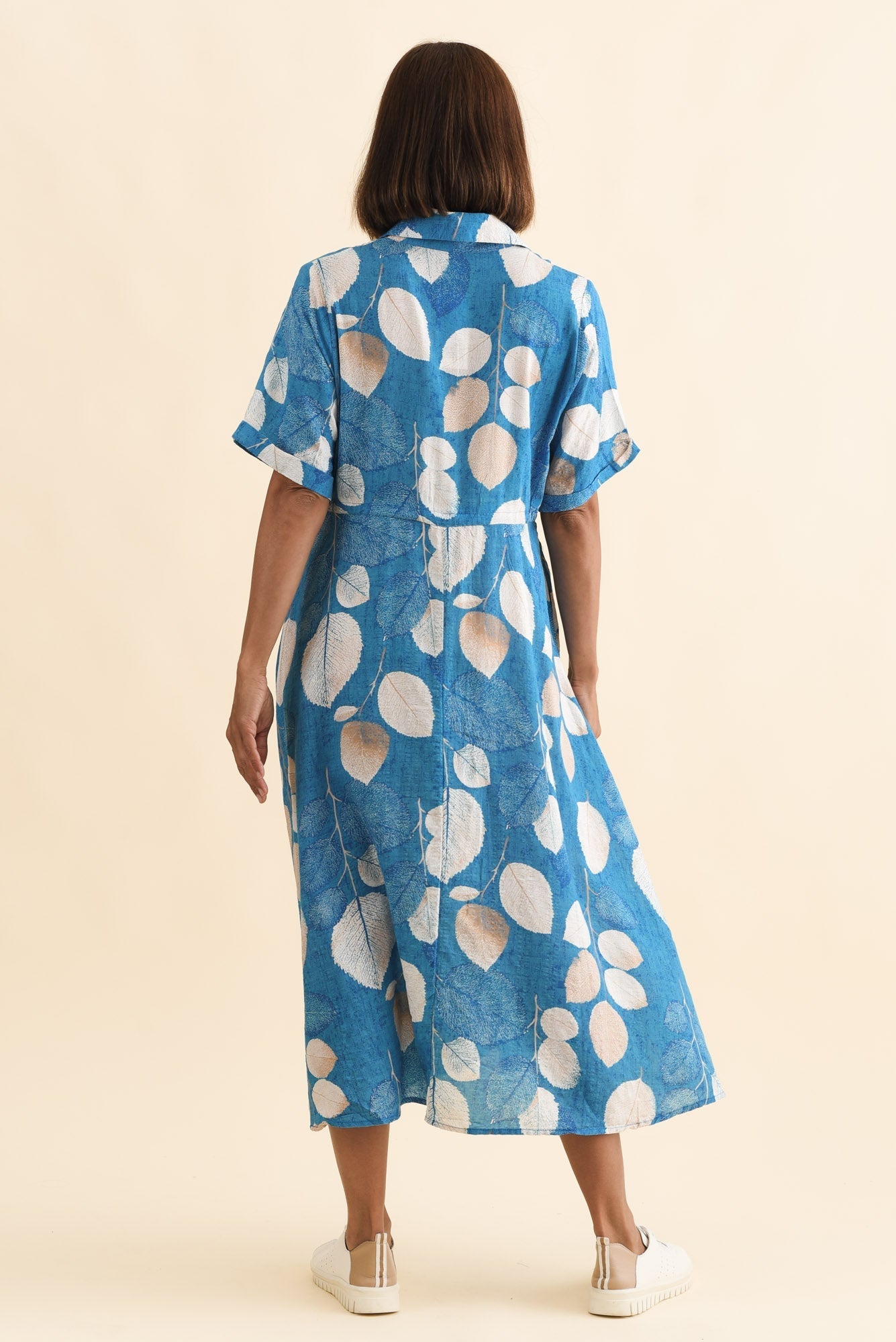 Leigh Blue Leaf Tie Dress