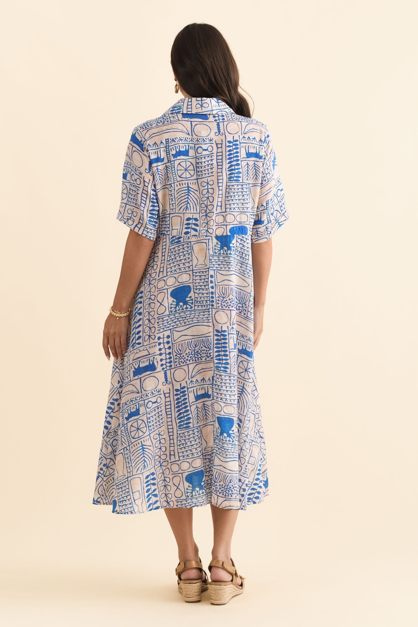 Leigh Blue Mosaic Tie Dress