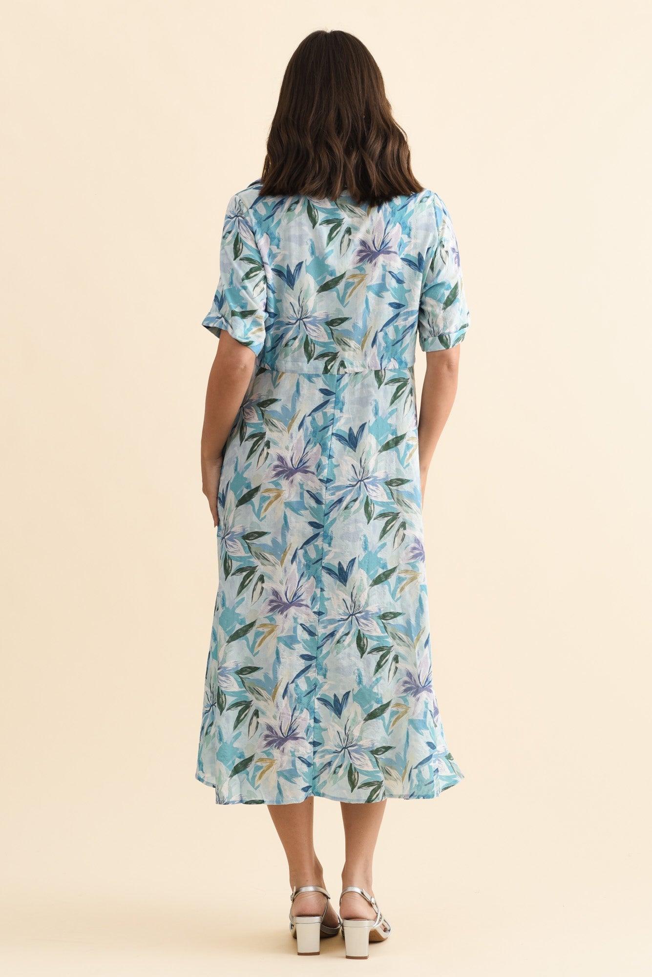 Leigh Blue Tropical Tie Dress