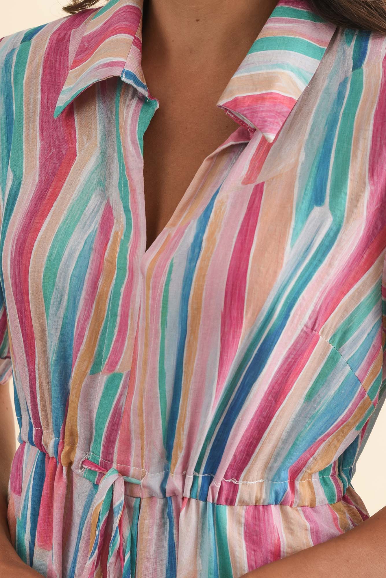 Leigh Pink Stripe Tie Dress