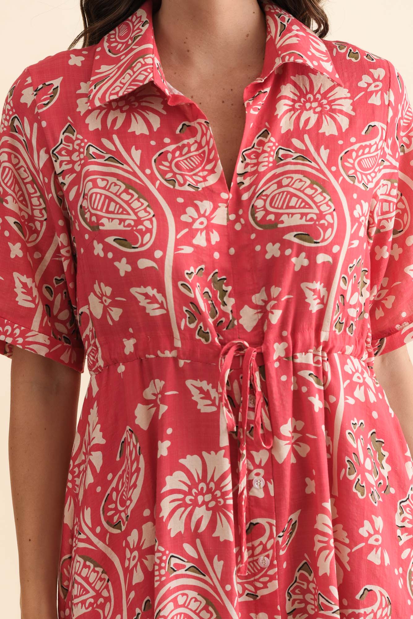 Leigh Red Flower Tie Dress