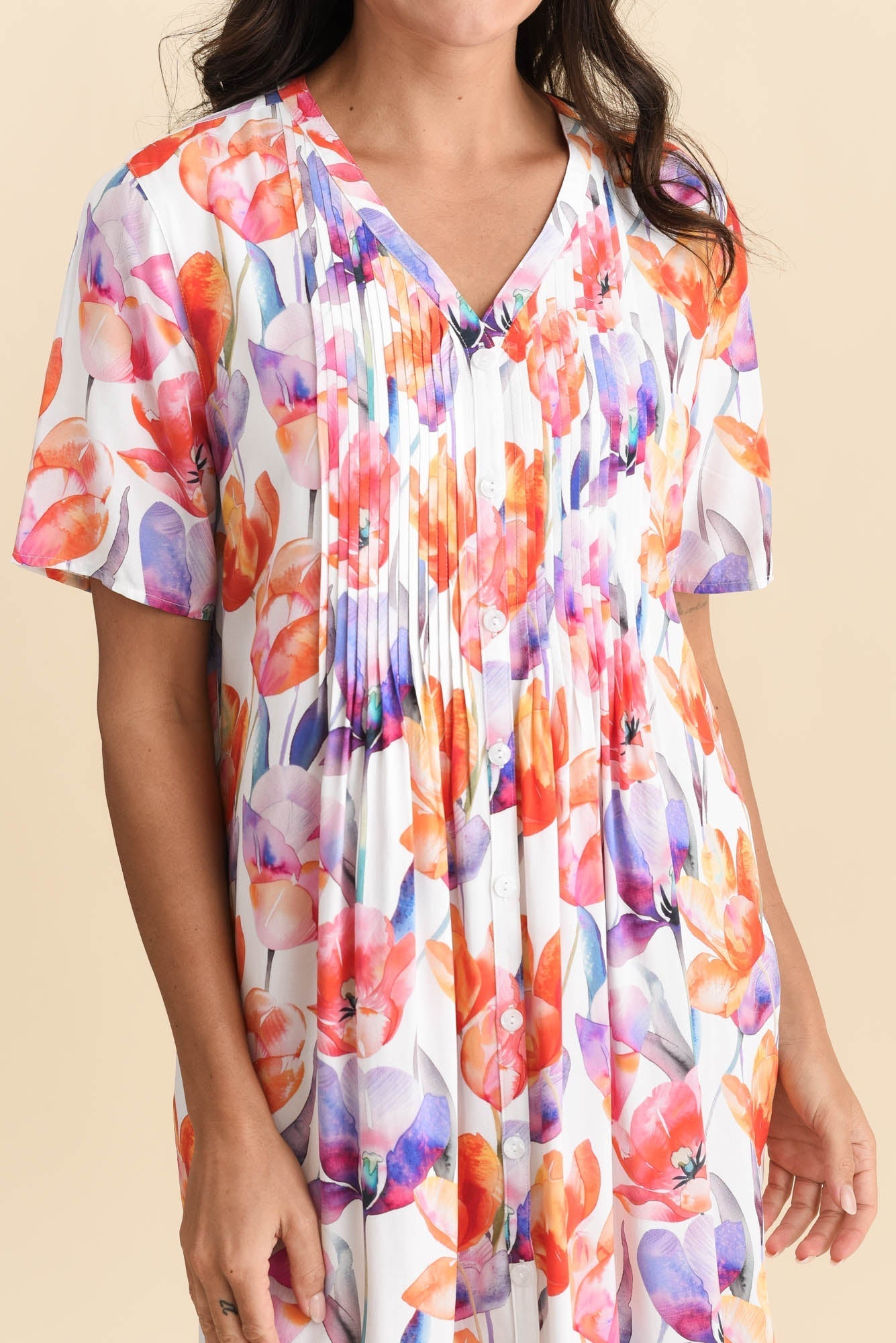 Leticia Orange Flower Midi Dress
