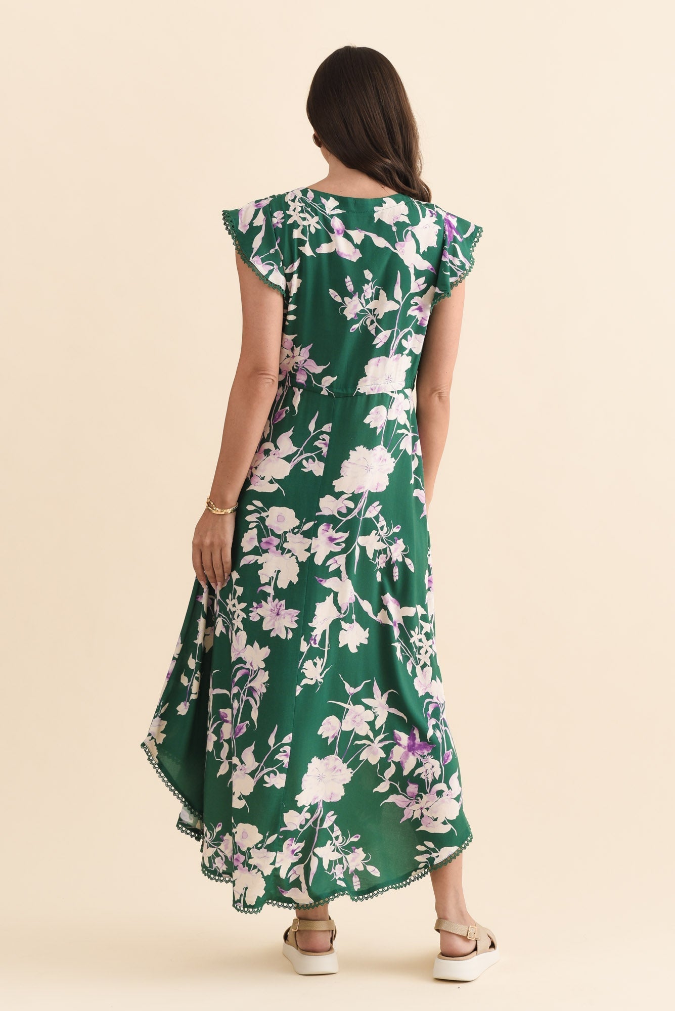 Libby Green Flower Midi Dress