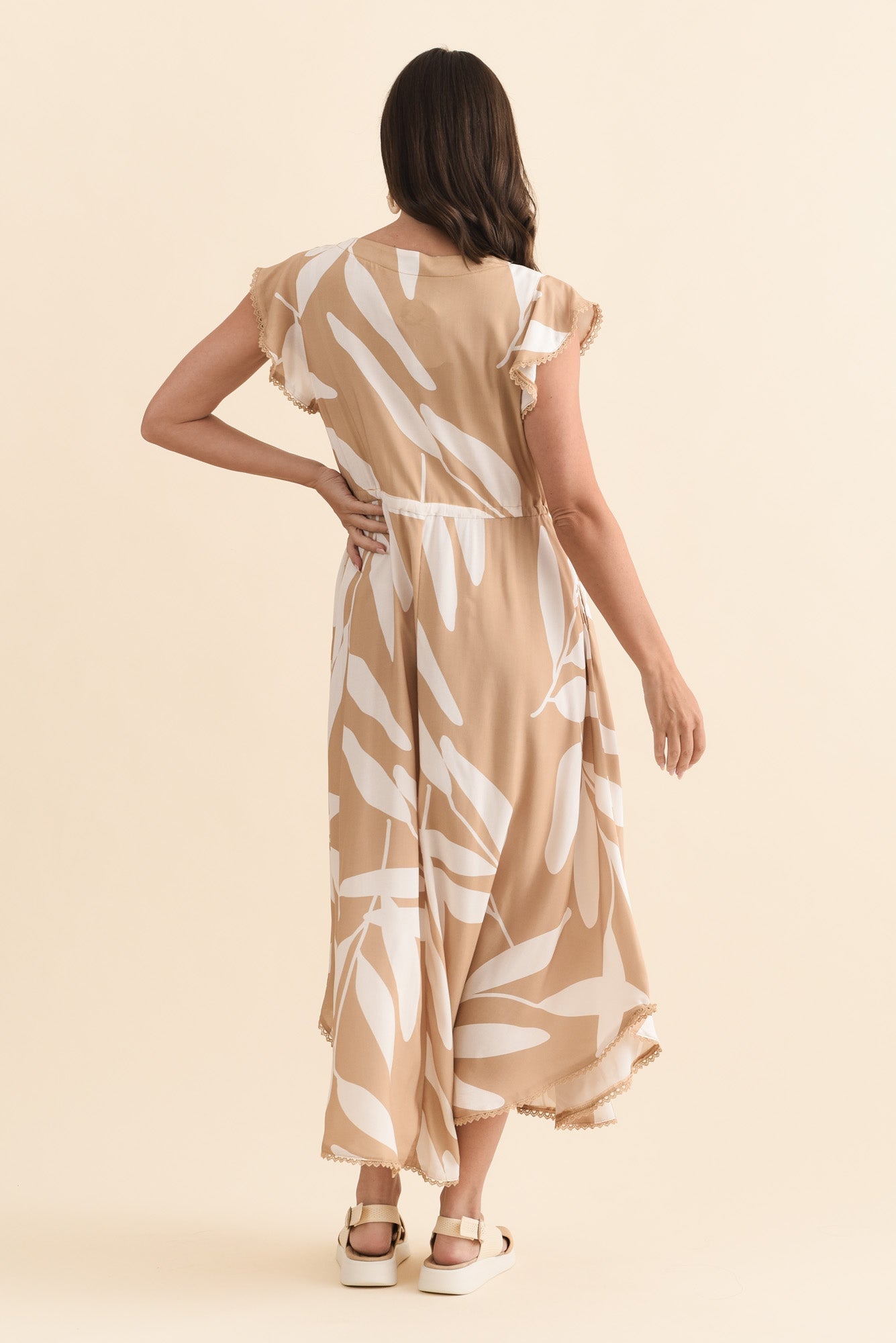 Libby Mocha Leaf Midi Dress