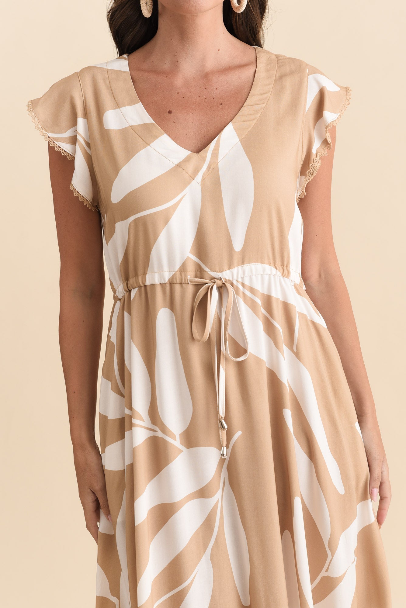 Libby Mocha Leaf Midi Dress