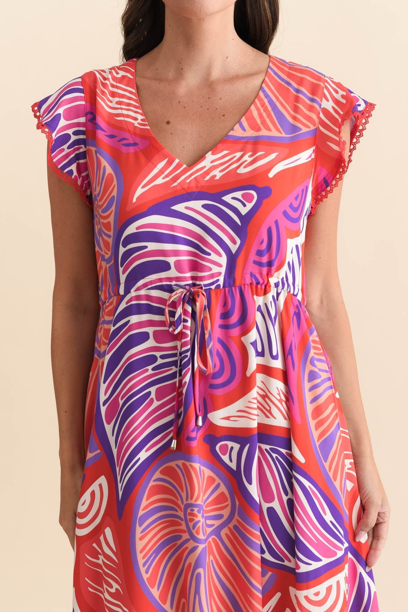 Libby Purple Motif Midi Dress
