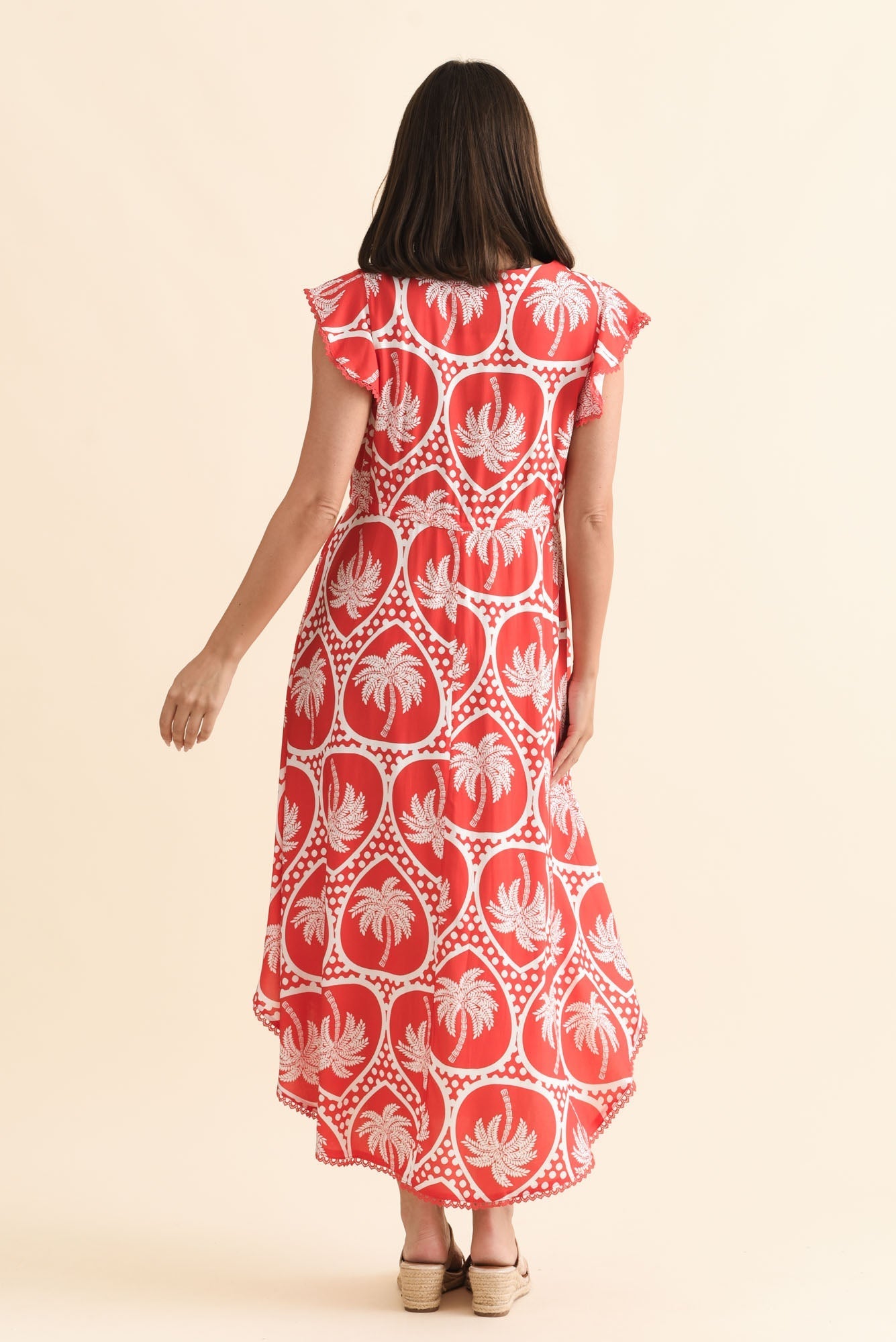 Libby Red Palm Midi Dress