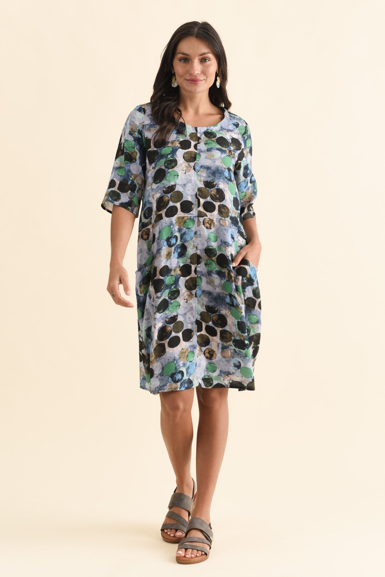 Lilibet Blue Spot Cotton Pocket Dress