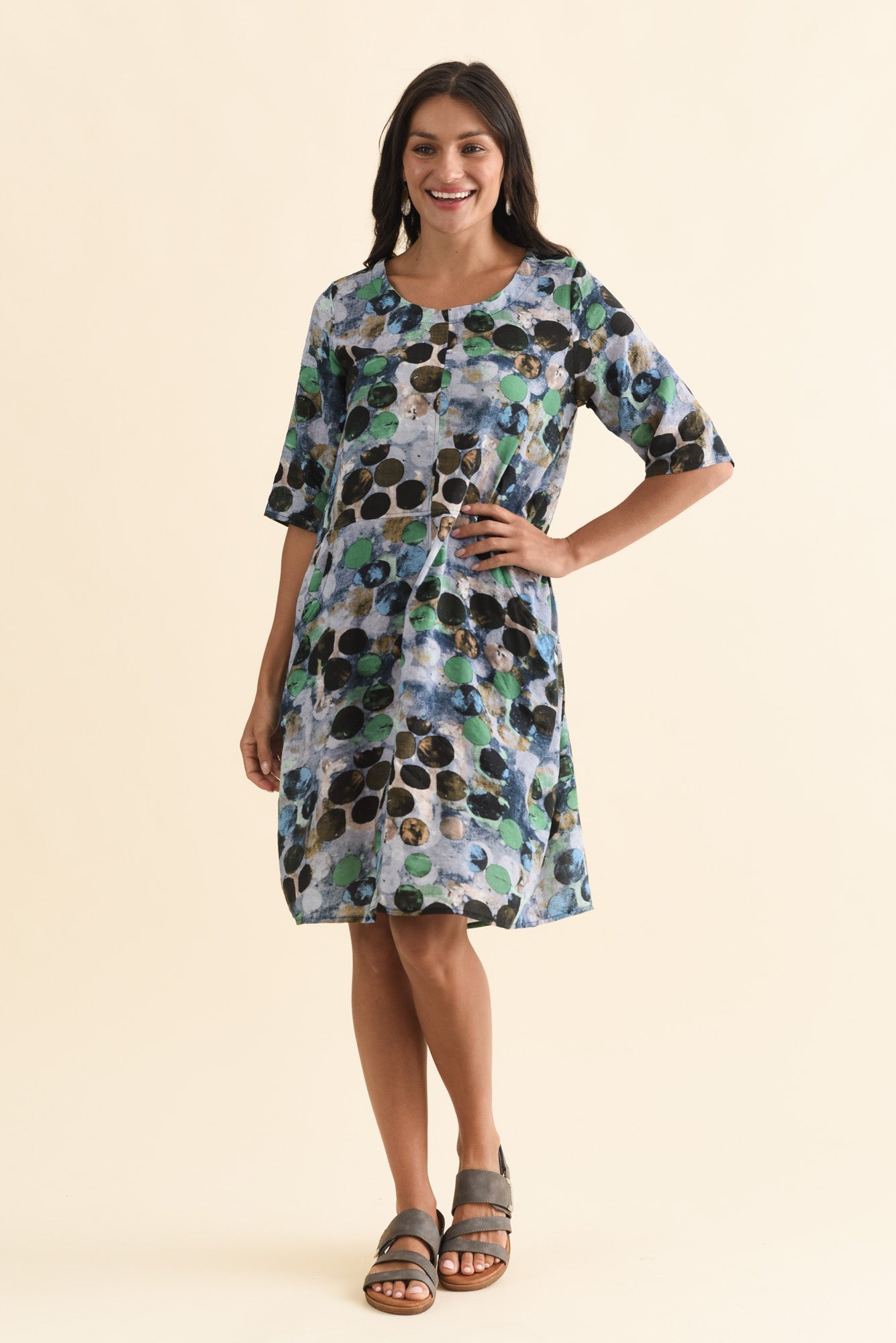 Lilibet Blue Spot Cotton Pocket Dress