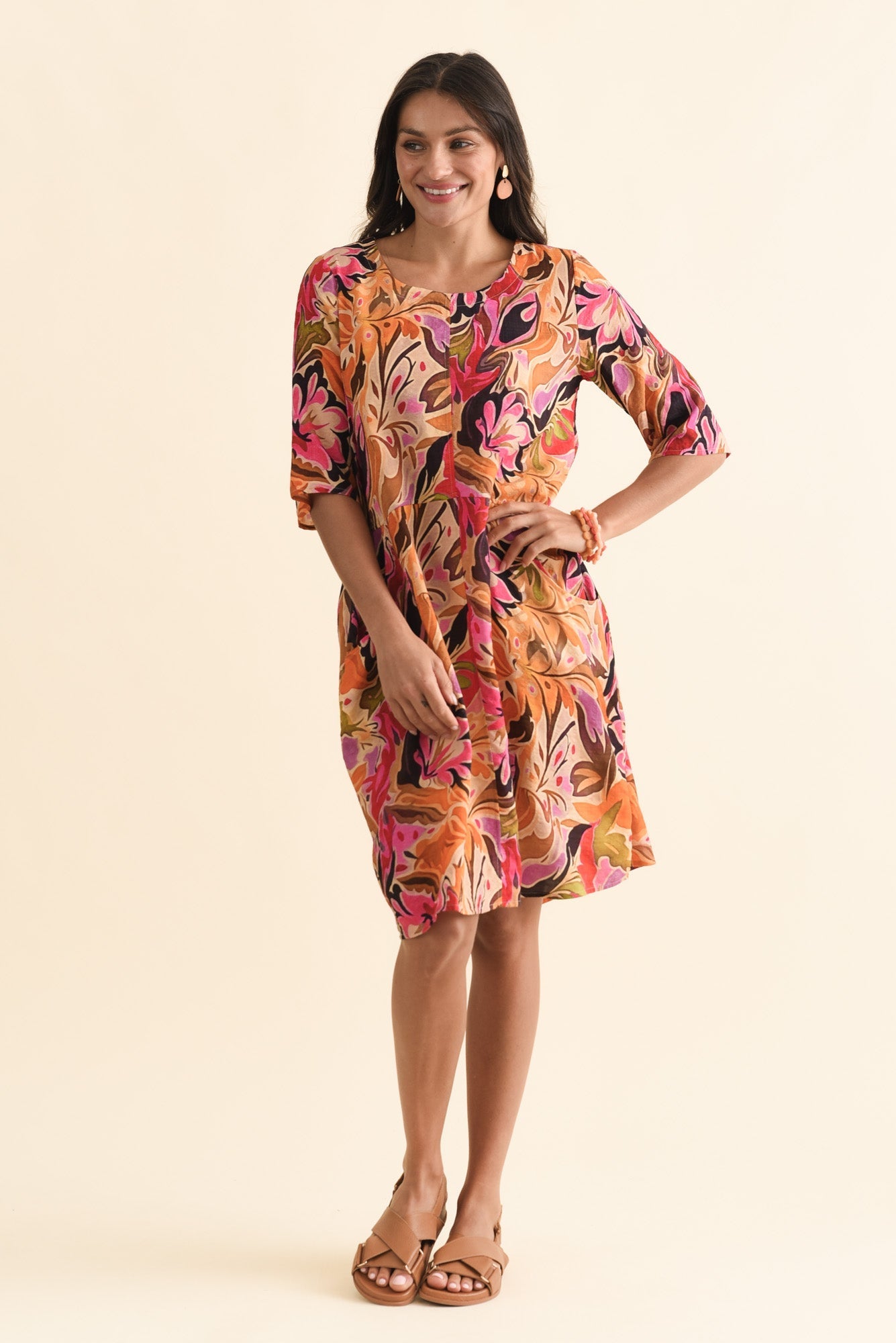 Lilibet Pink Garden Cotton Pocket Dress