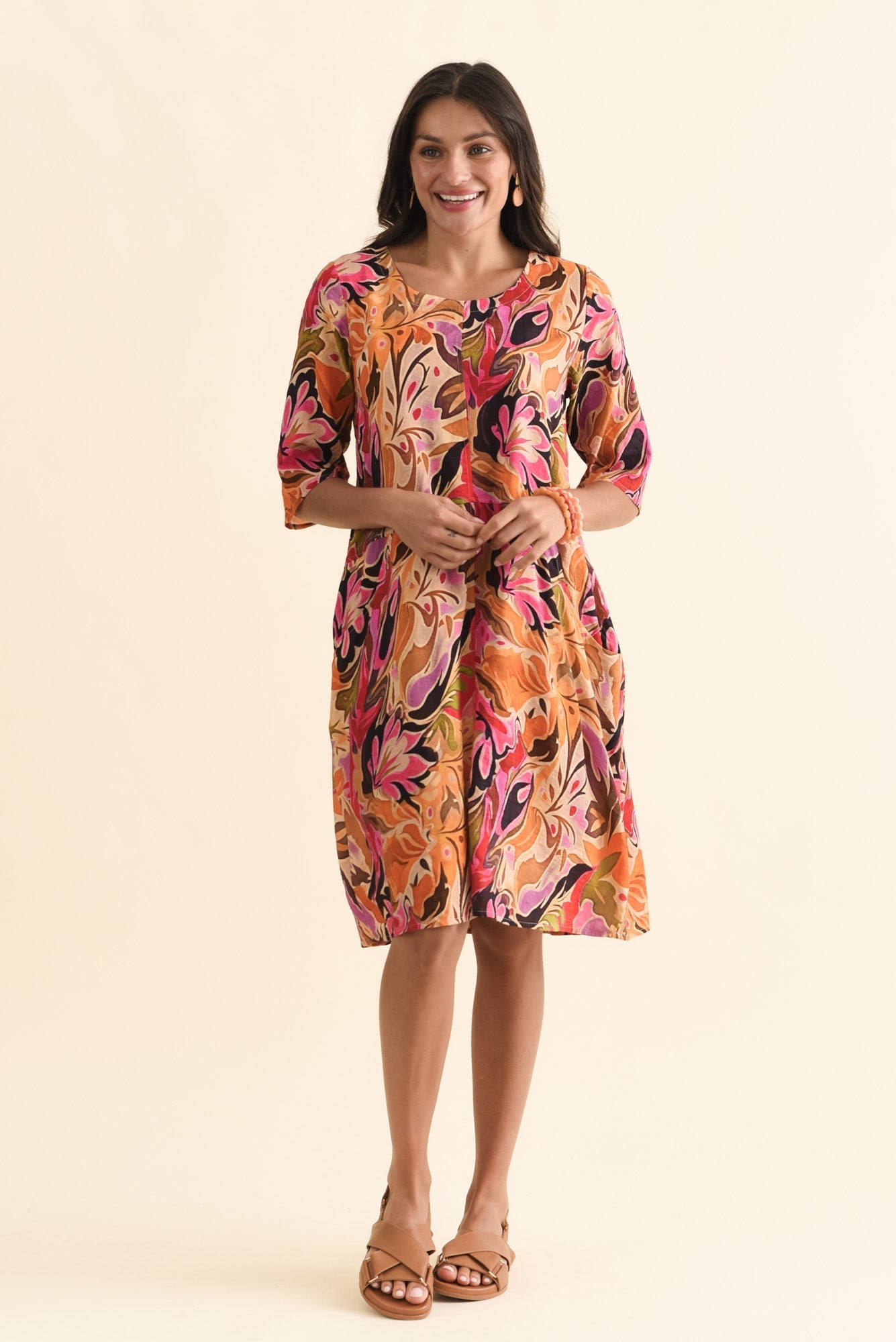 Lilibet Pink Garden Cotton Pocket Dress