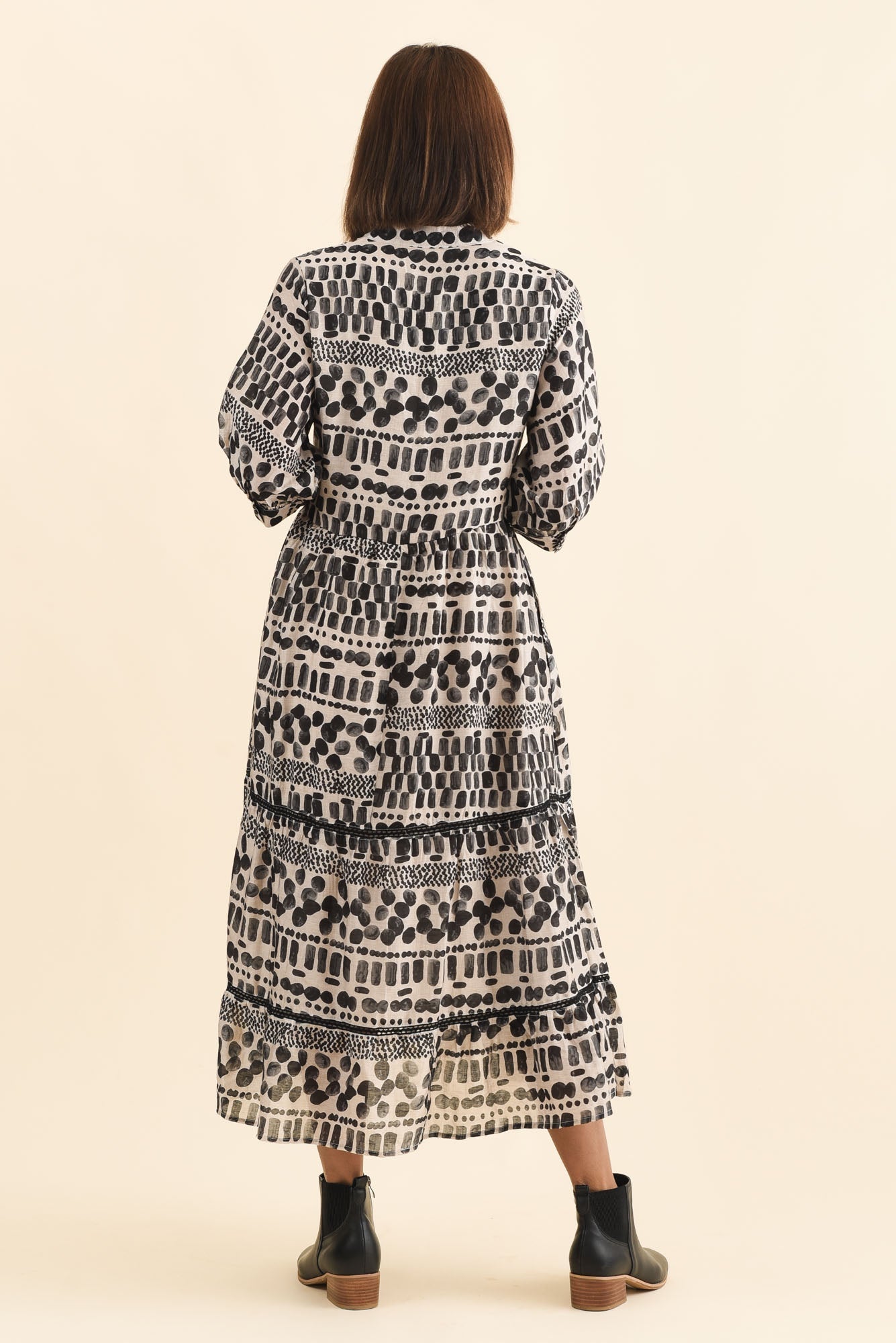 Lillian Black Spot Tier Dress