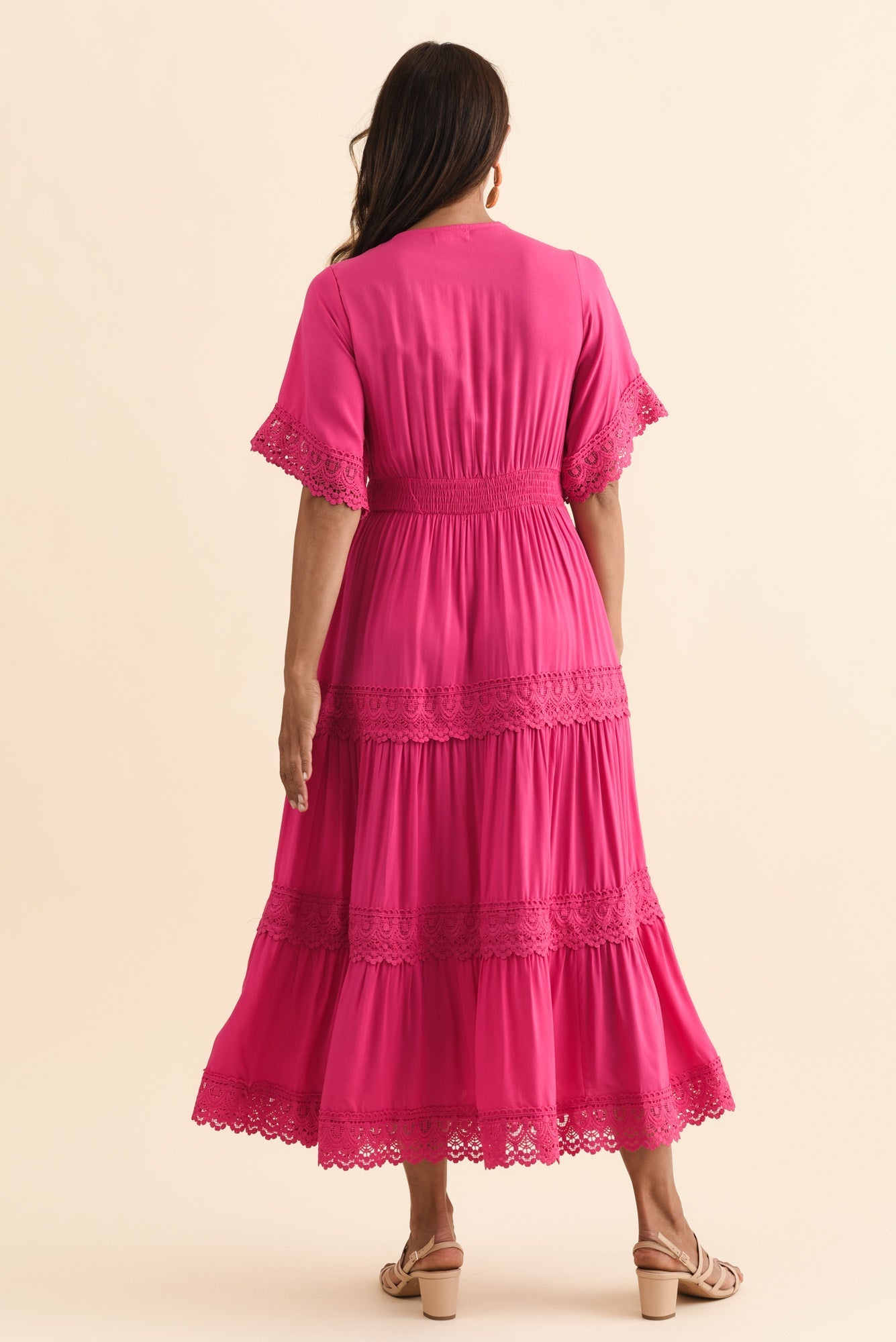 Loris Pink Lace Trim Dress