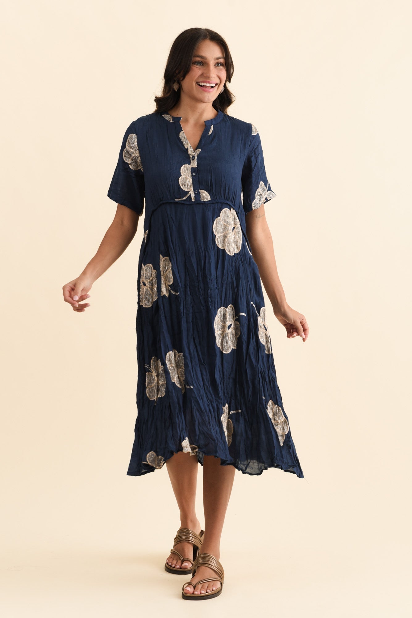 Lucy Navy Flower Pocket Dress