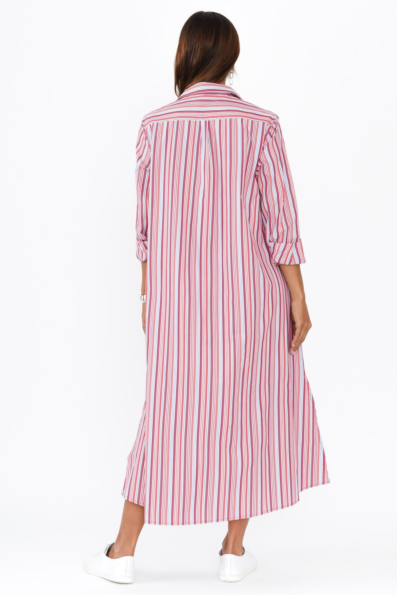 Lunella Red Stripe Cotton Blend Dress