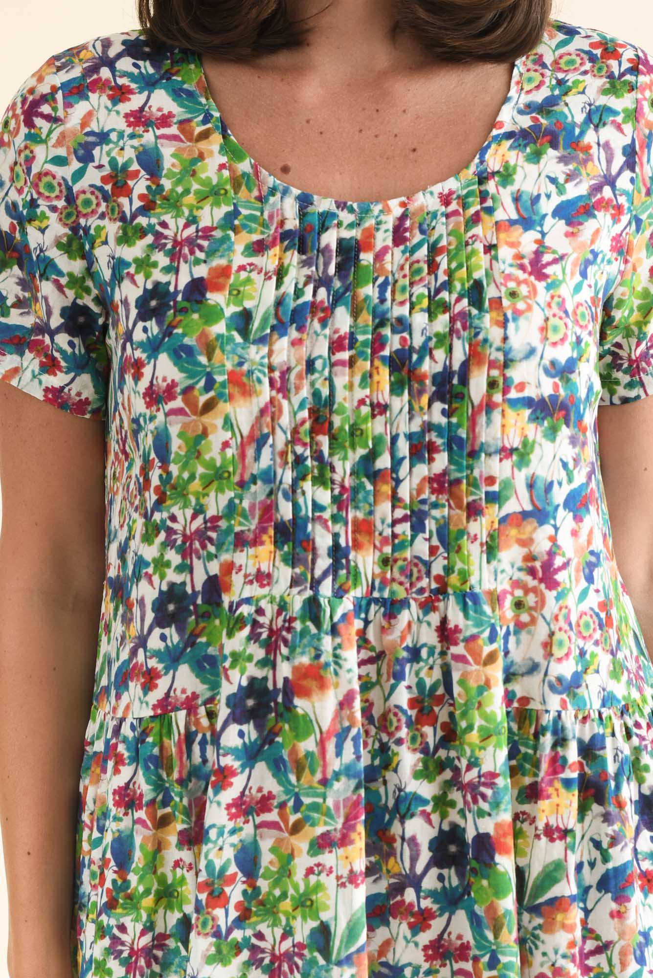 Murano Green Floral Cotton Dress