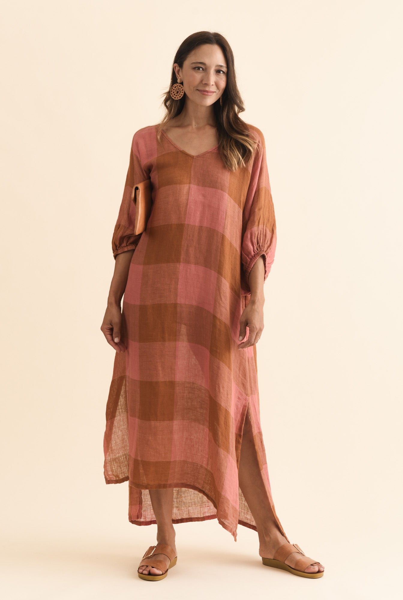 Marcel Orange Check Linen Dress