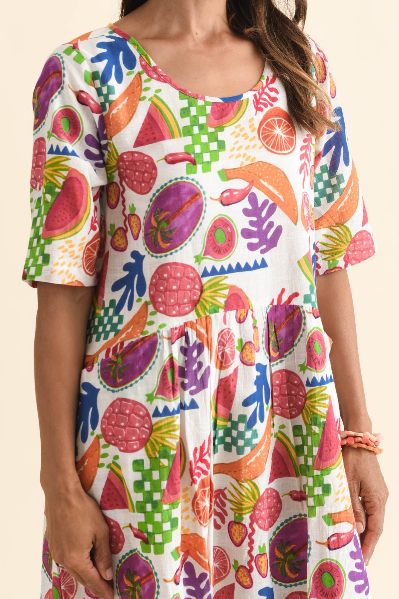 Mackie White Fruity Cotton Pocket Dress