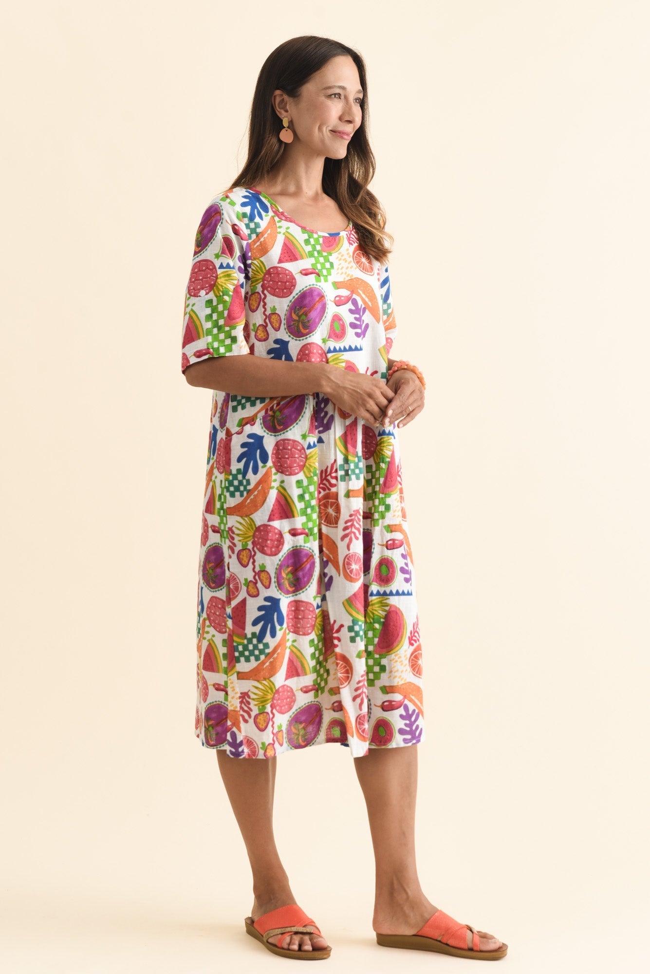 Mackie White Fruity Cotton Pocket Dress