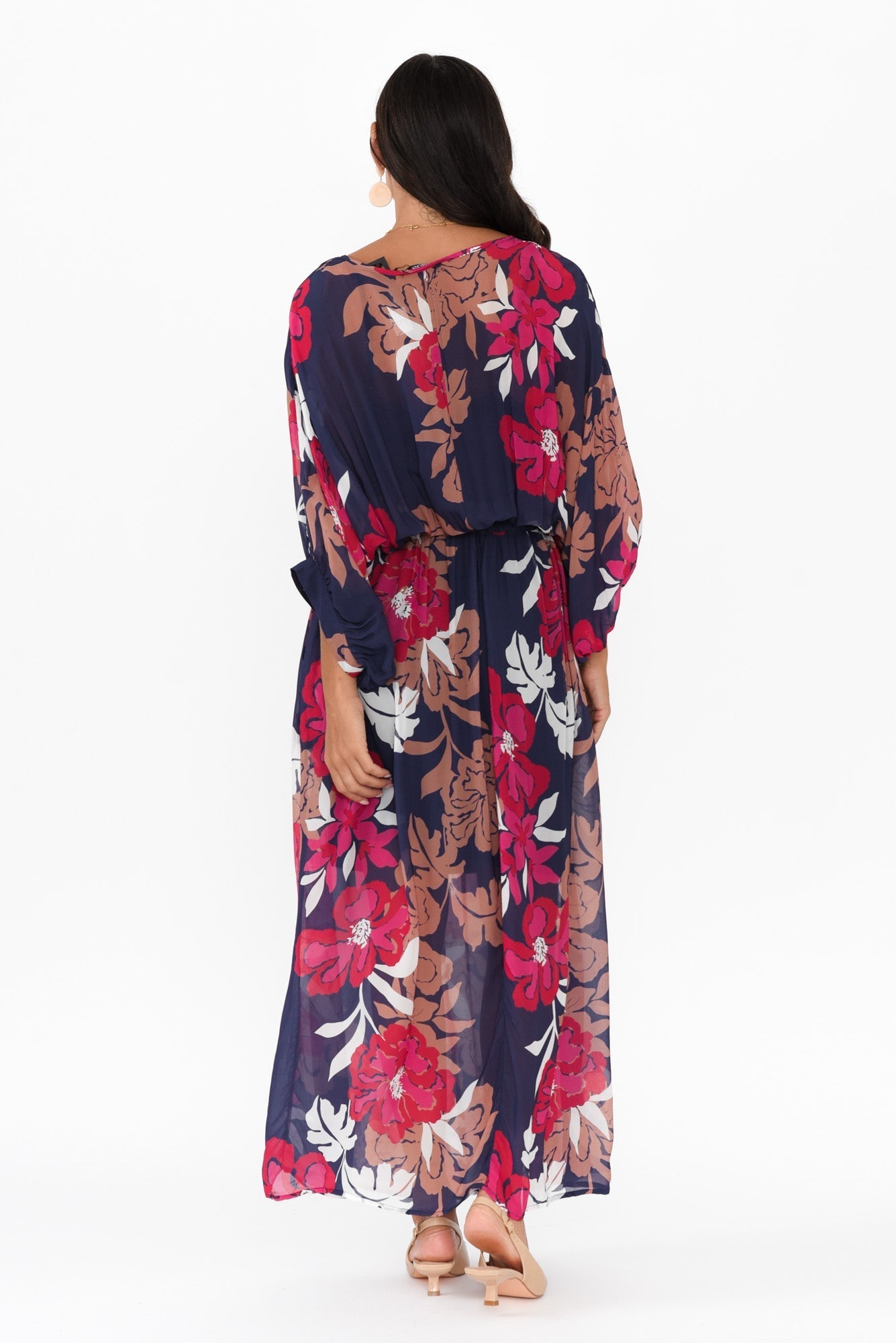 Magnetic Navy Floral Long Sleeve Dress