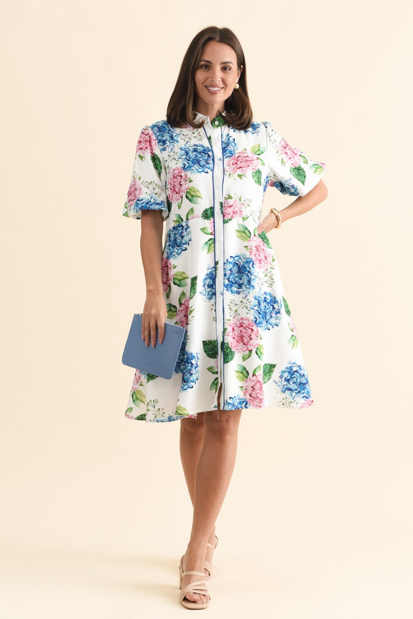 Malia White Flower Linen Cotton Dress