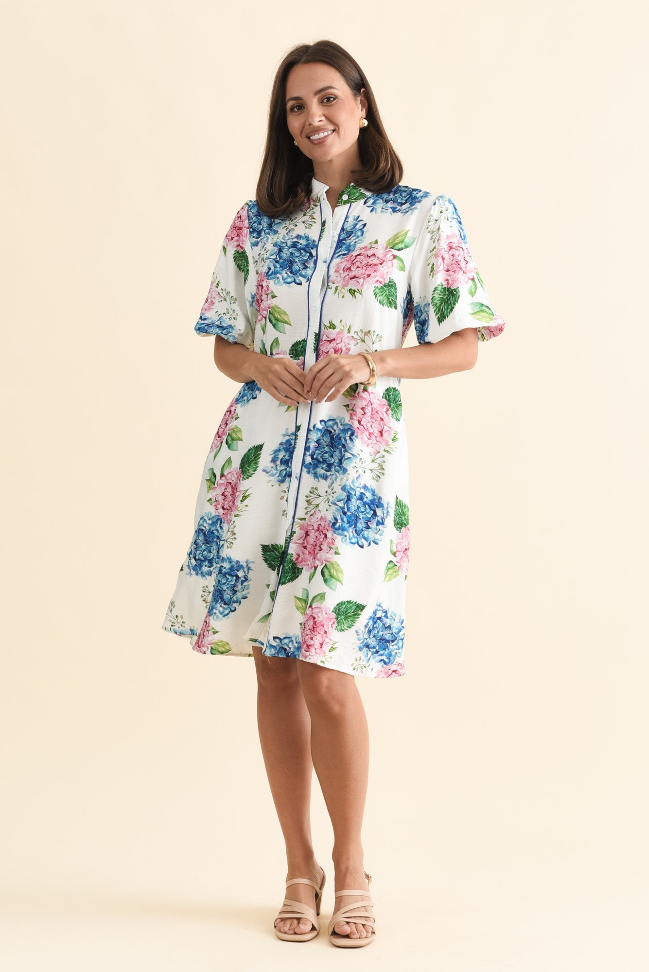 Malia White Flower Linen Cotton Dress