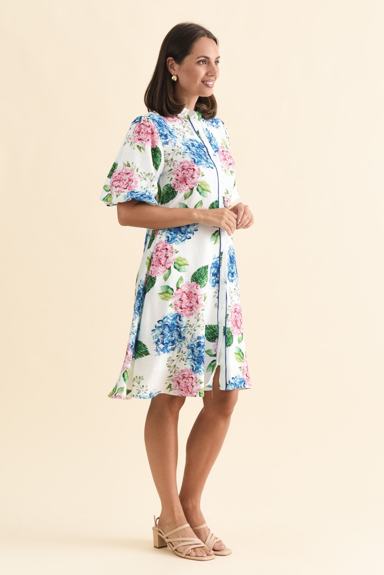 Malia White Flower Linen Cotton Dress