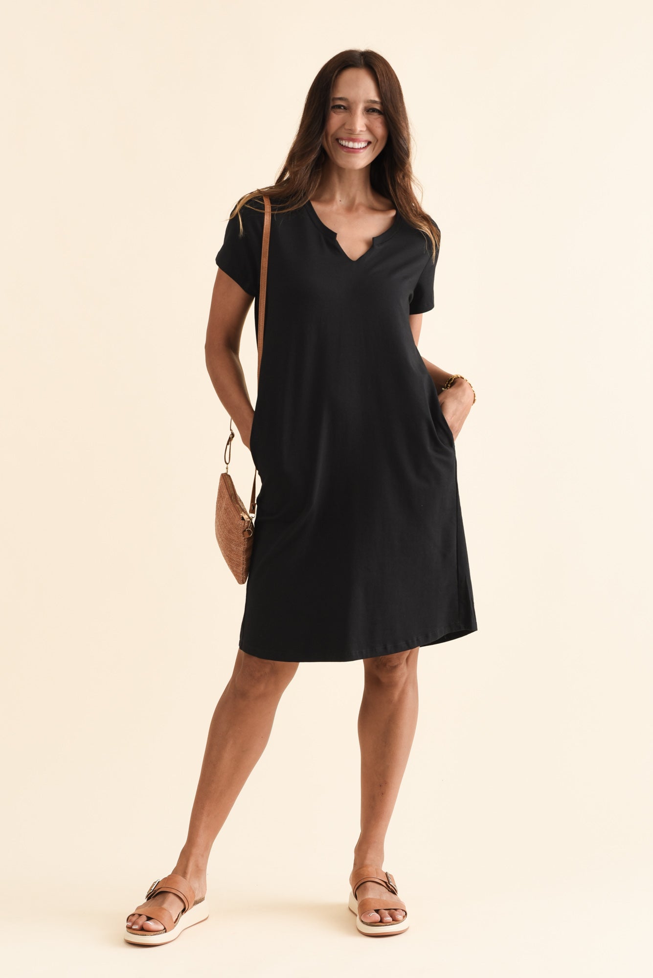 Mandy Black Cotton Tee Dress
