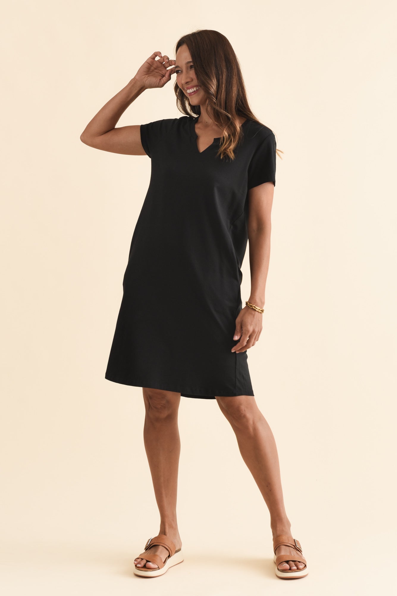 Mandy Black Cotton Tee Dress