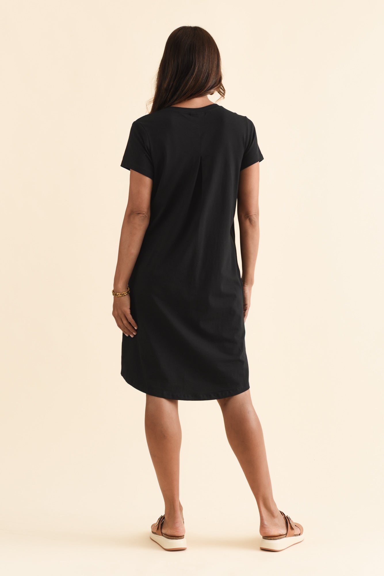 Mandy Black Cotton Tee Dress