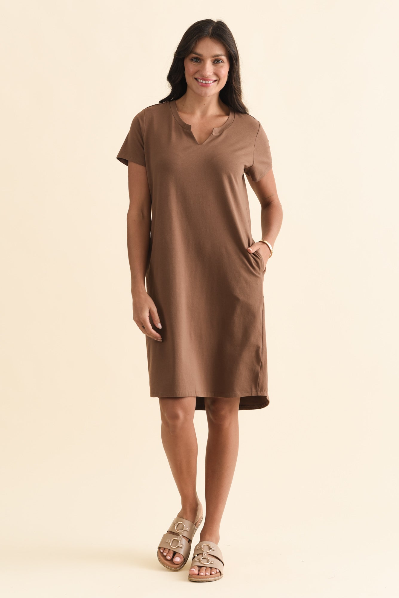 Mandy Chocolate Cotton Tee Dress