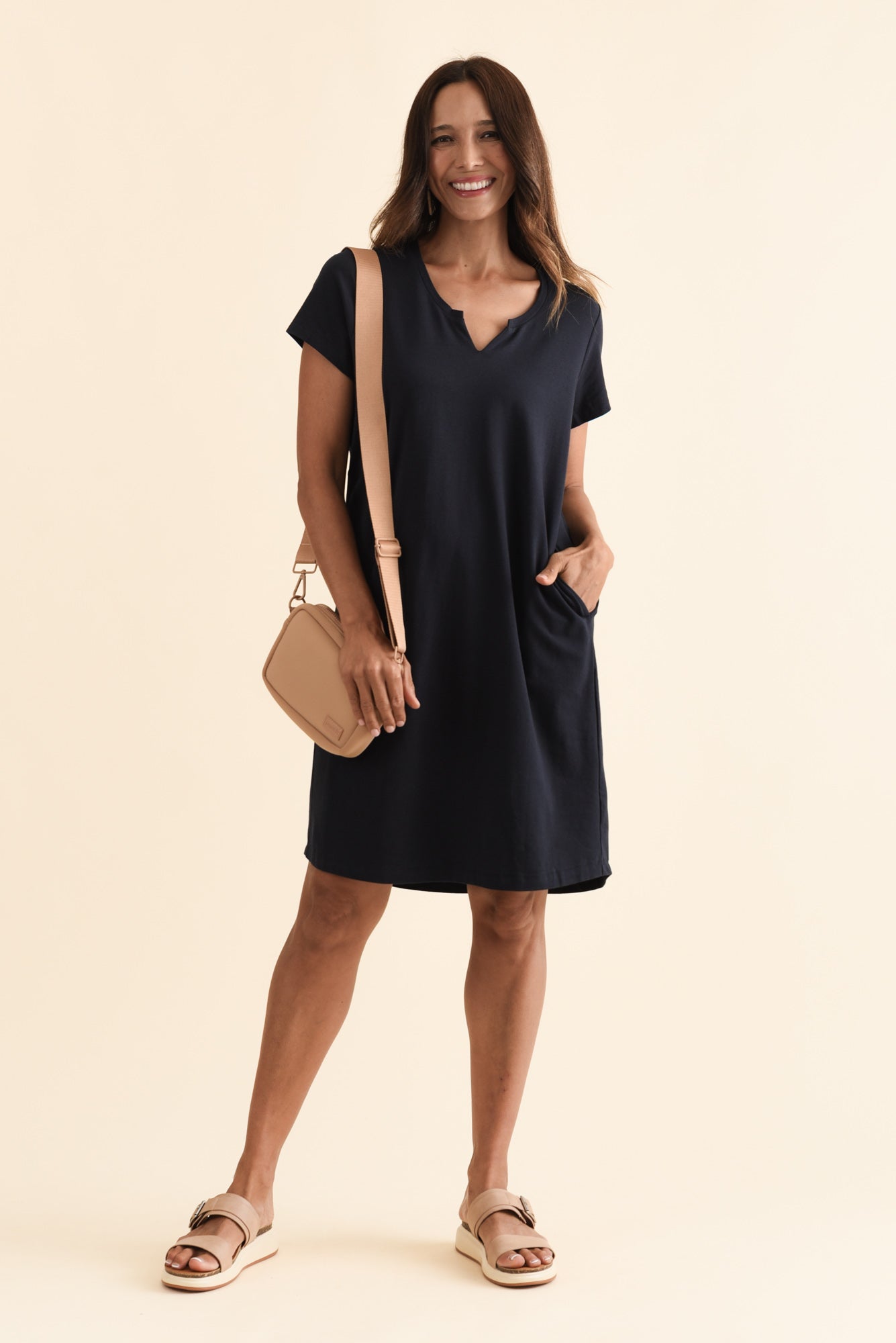 Mandy Navy Cotton Tee Dress