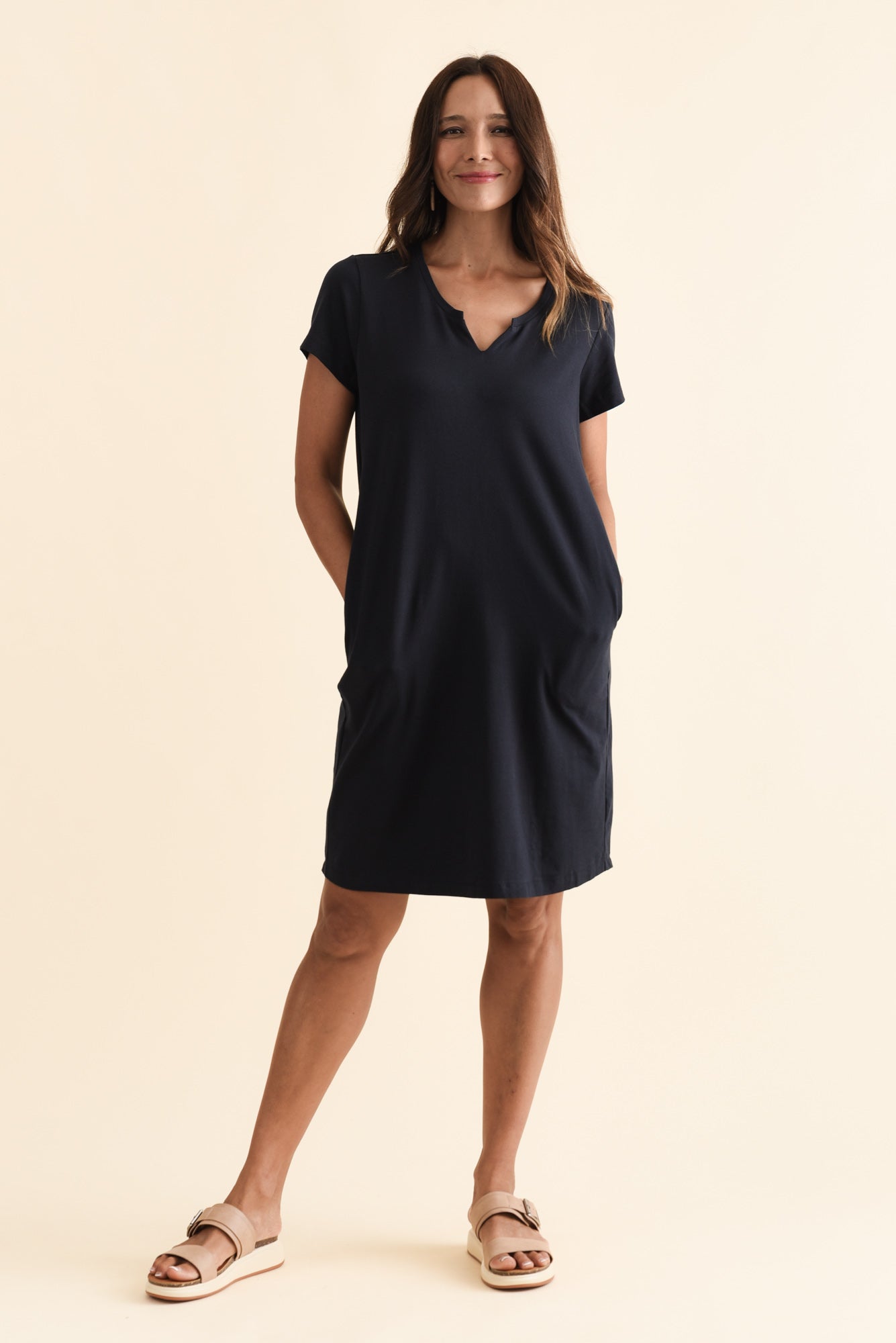 Mandy Navy Cotton Tee Dress