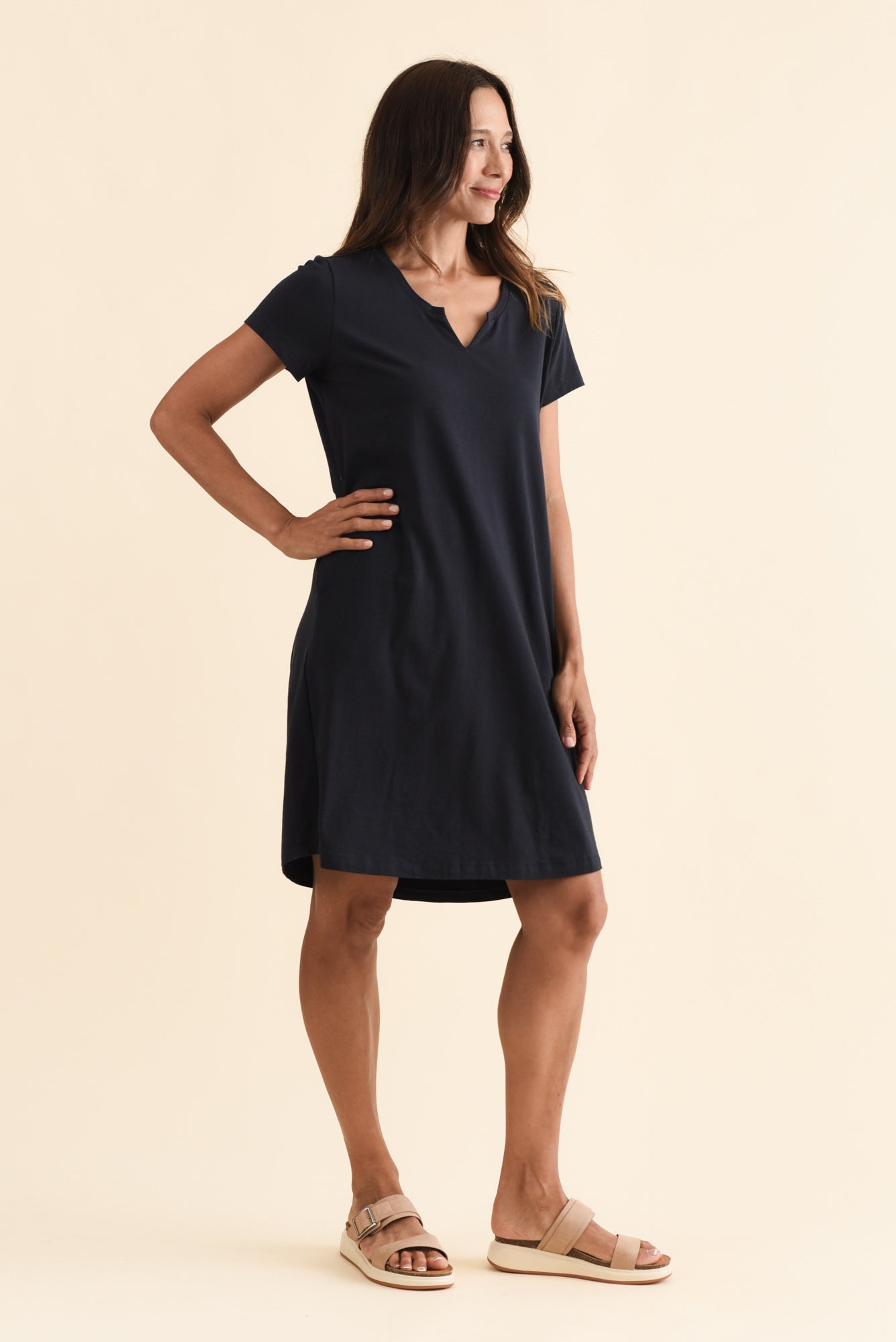 Mandy Navy Cotton Tee Dress
