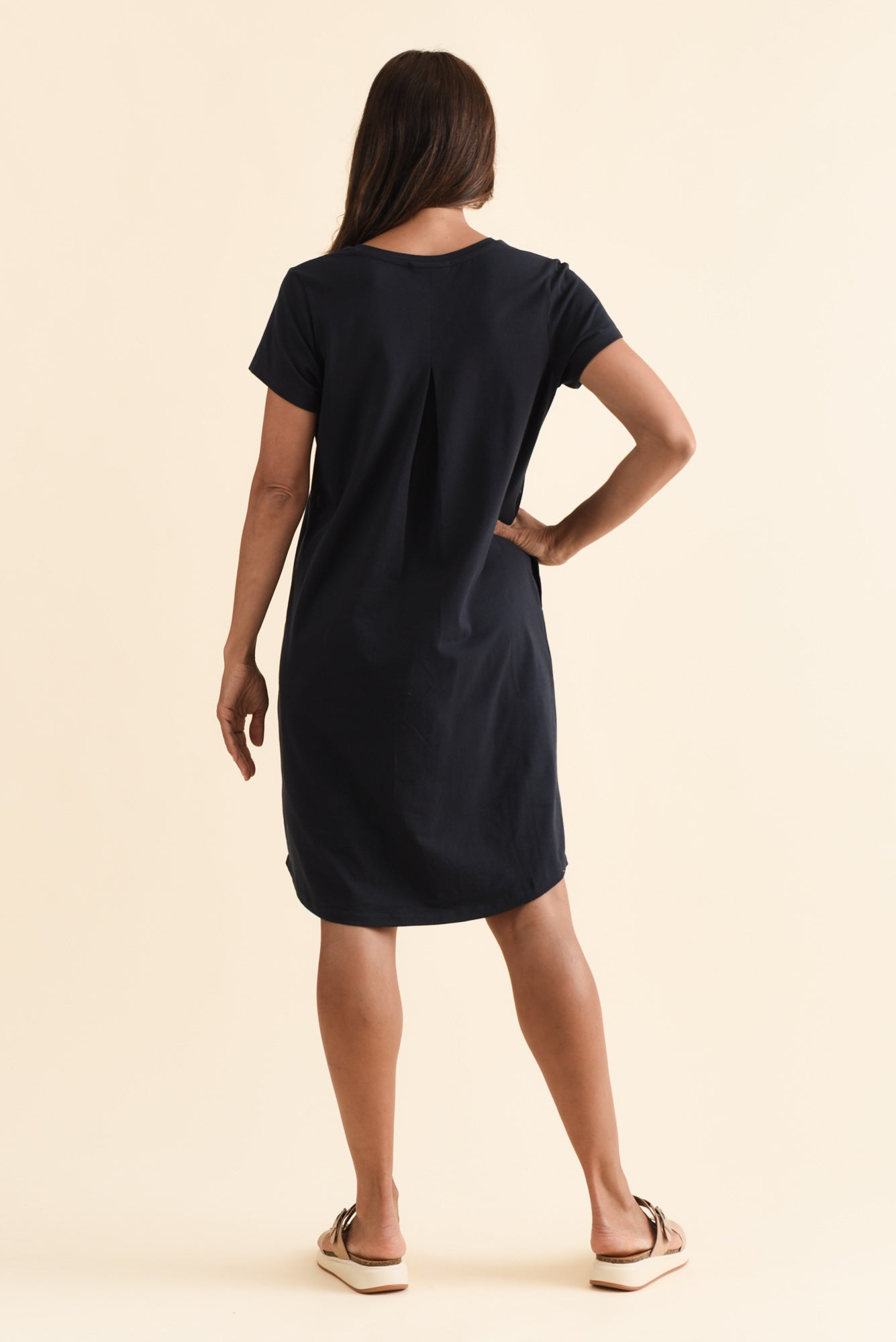 Mandy Navy Cotton Tee Dress