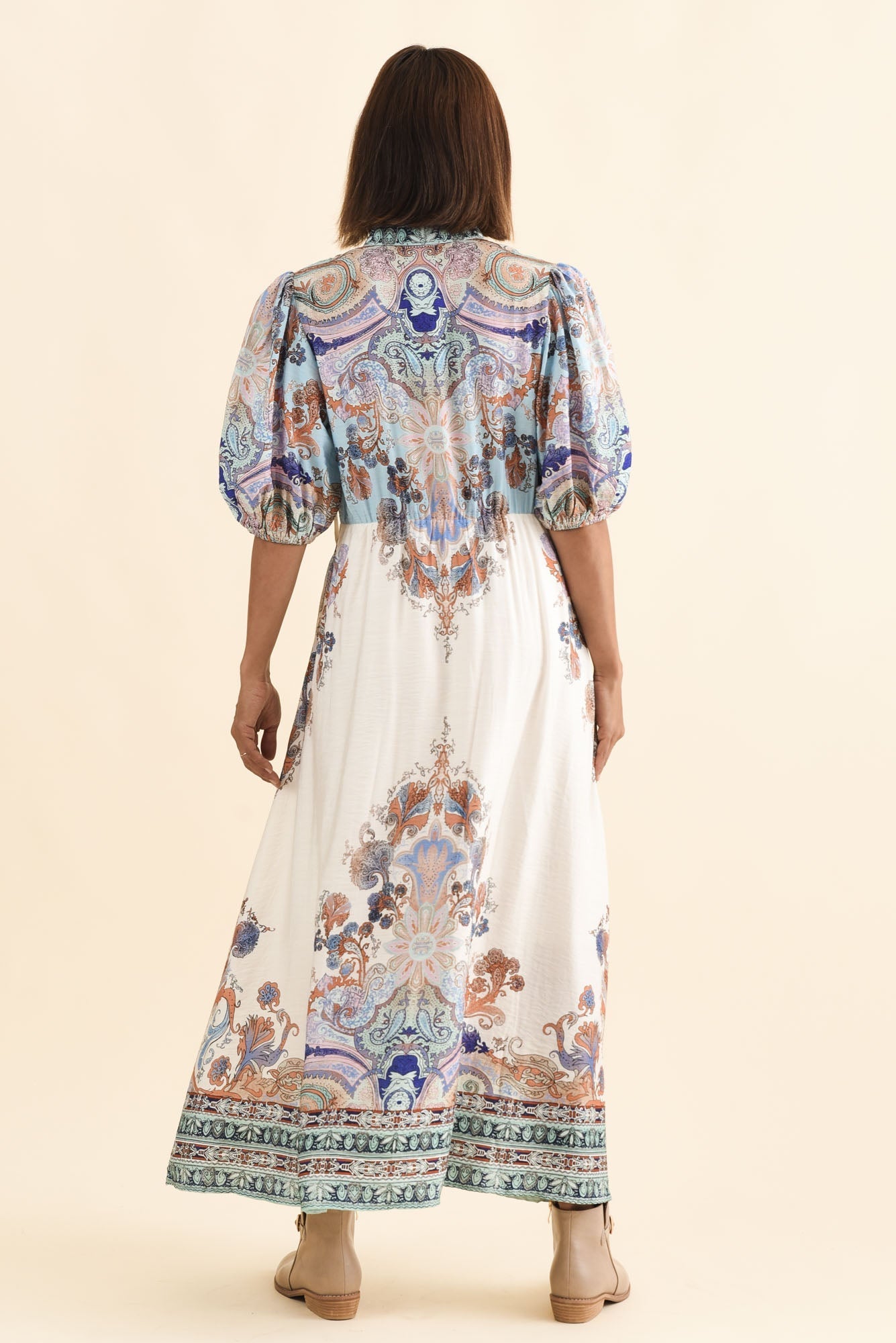 Marchant Blue Mosaic Linen Cotton Dress
