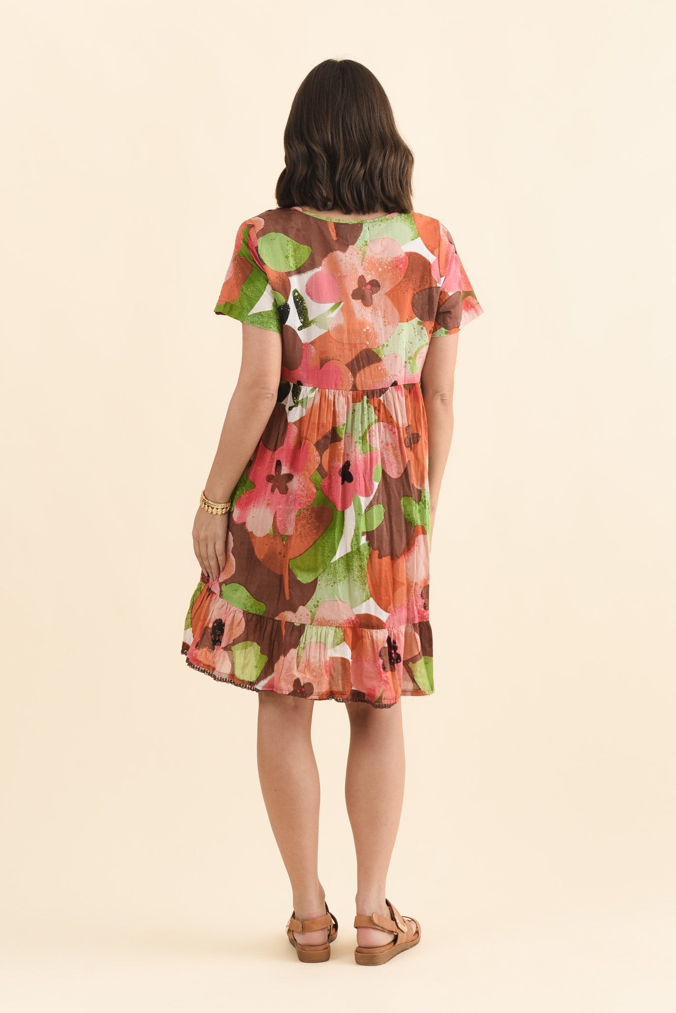 Marisol Pink Floral Crinkle Cotton Dress