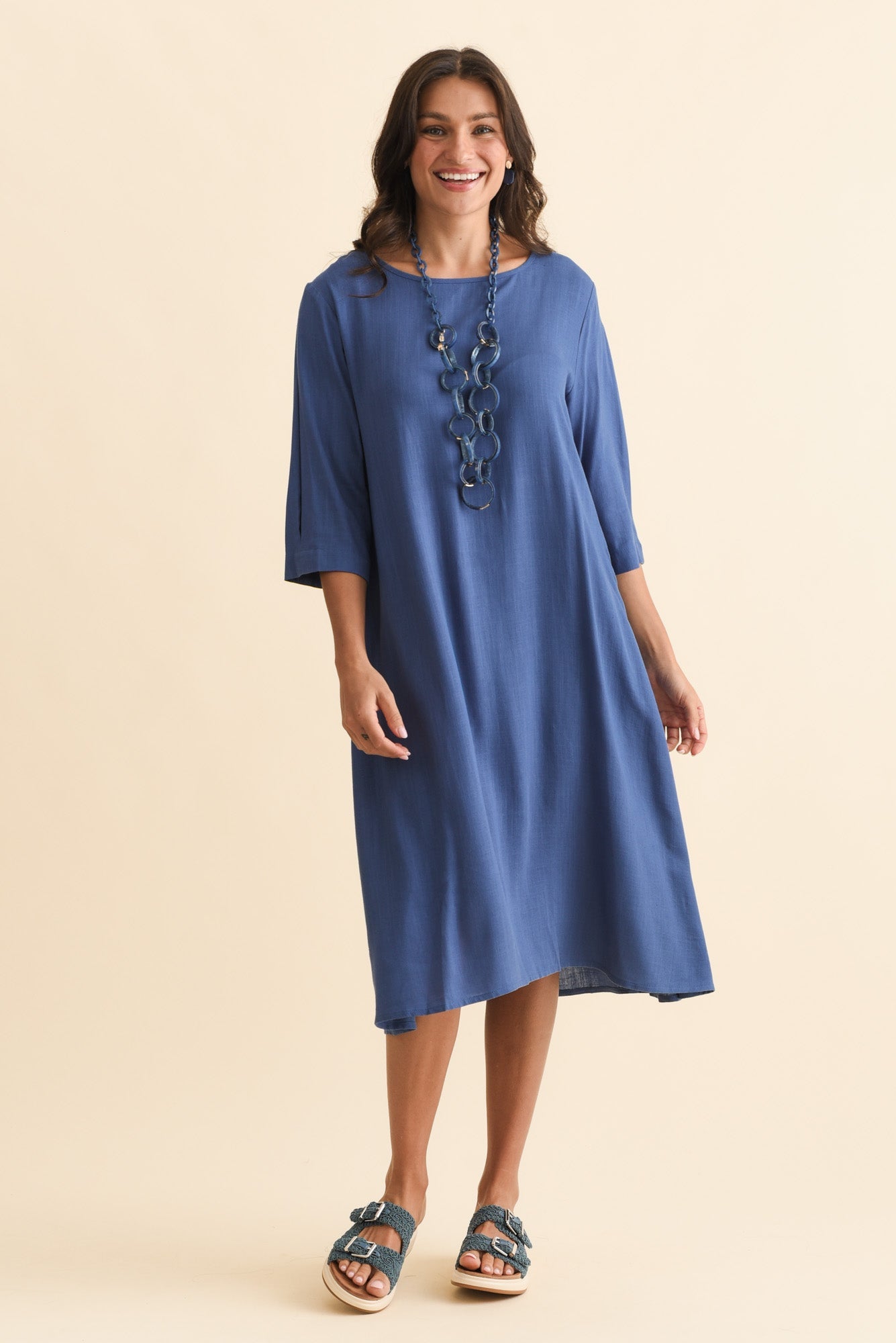 Marley Blue Linen Blend Dress