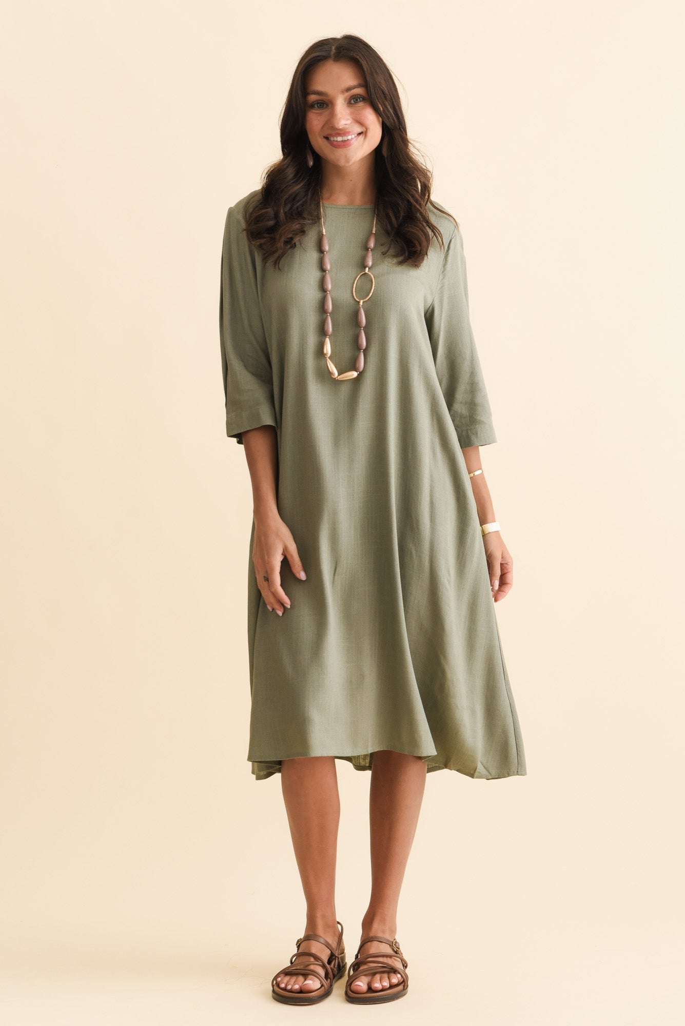 Marley Khaki Linen Blend Dress