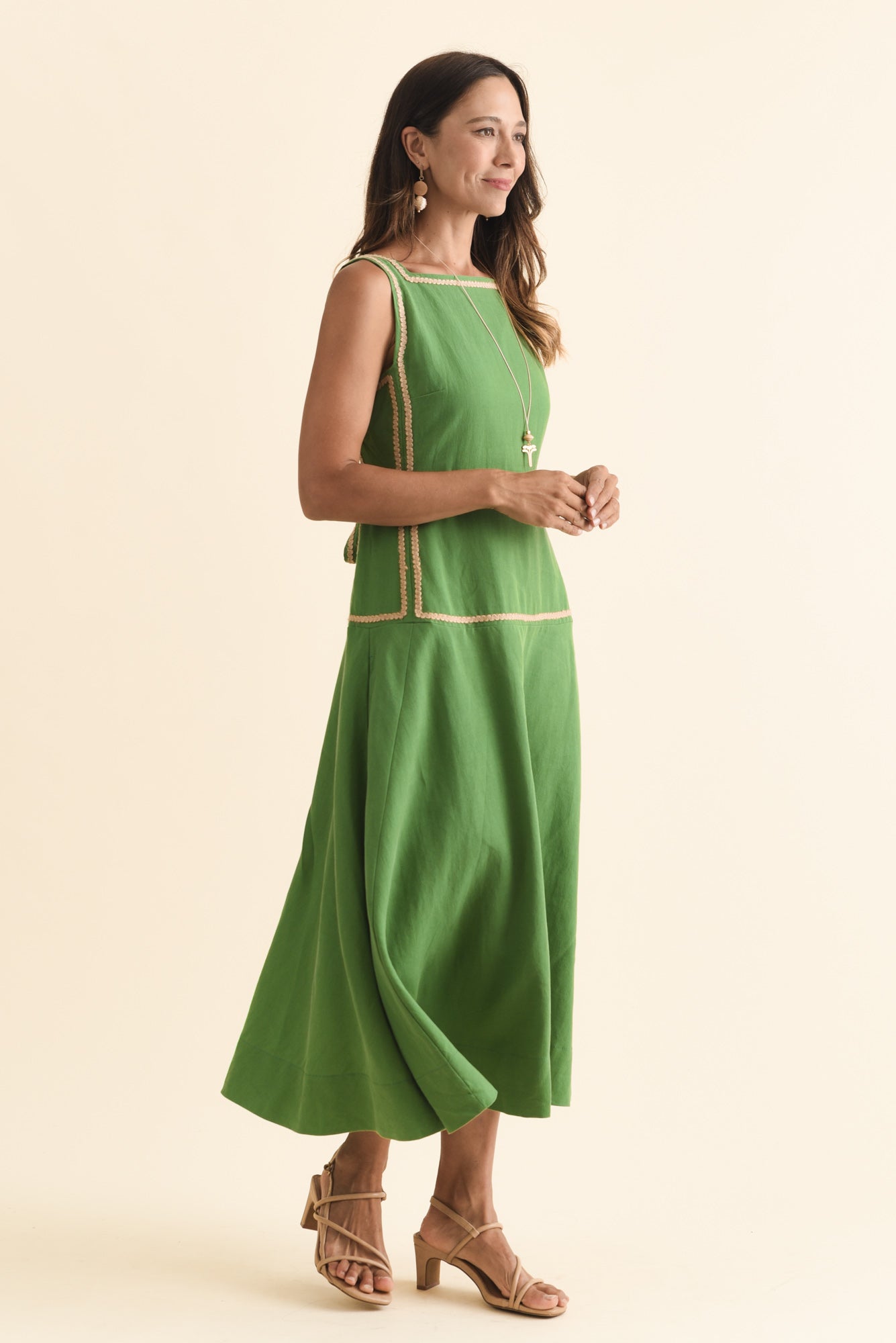 Marlin Green Contrast Trim Dress