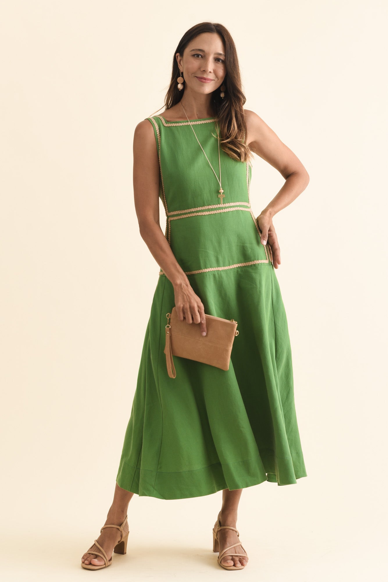 Marlin Green Contrast Trim Dress