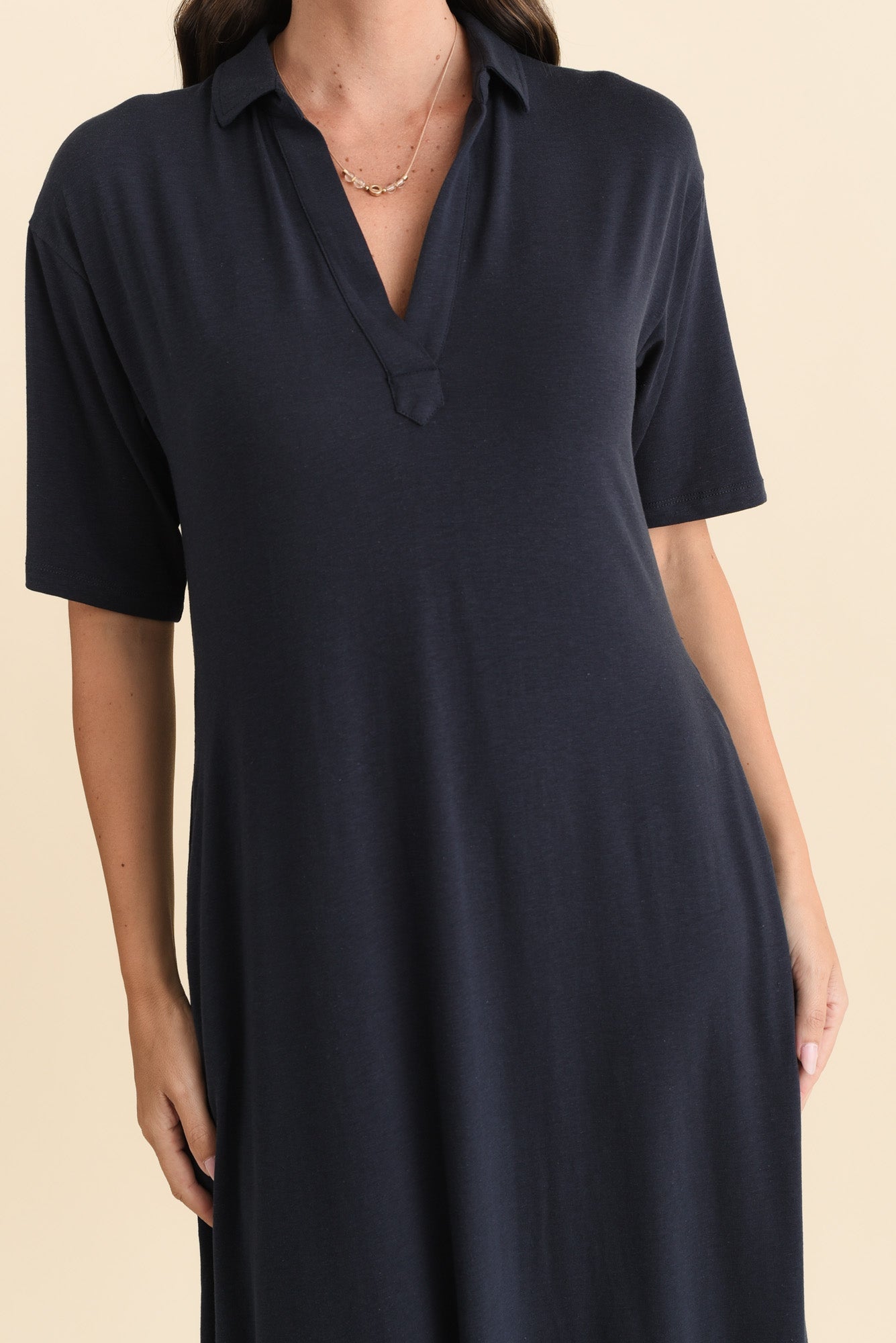 Marnie Navy Bamboo Tie Dress