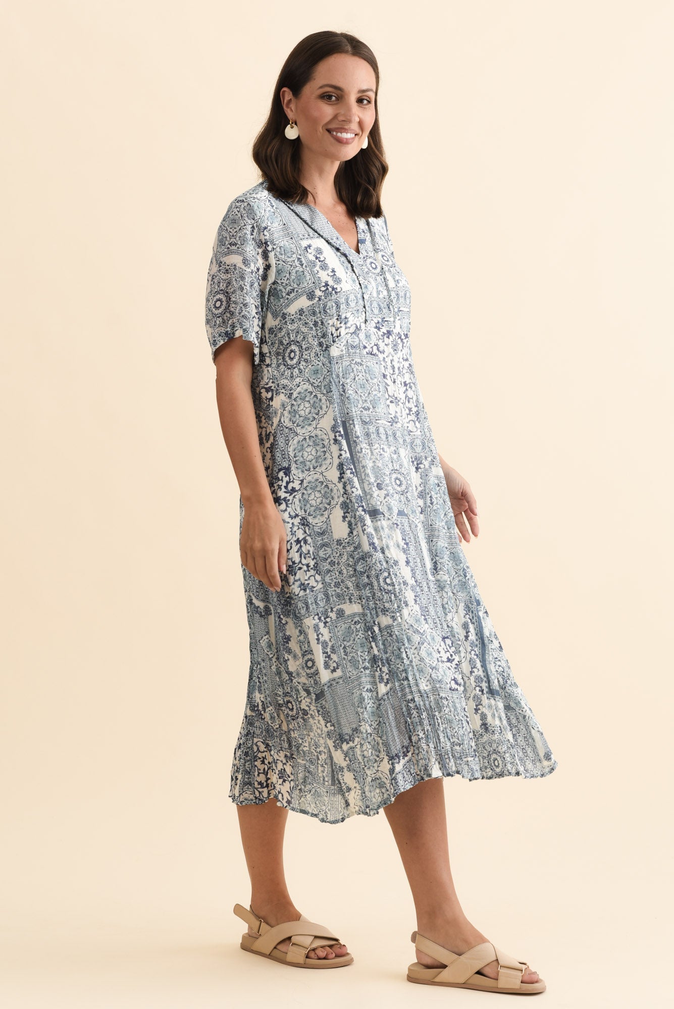 Meka Navy Mosaic Pocket Dress
